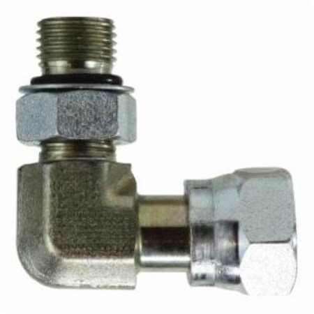 Midland Industries Swivel Nut Elbow, Straight Threaded, 111612 x 131612 Nominal, Male ORB x Female ORFS, 90 deg FS68091212